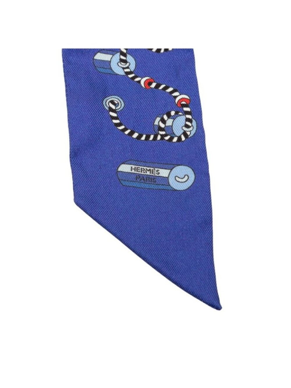 Hermes Twilly Cordages Scarf Blue Silk - Picture 2 of 5